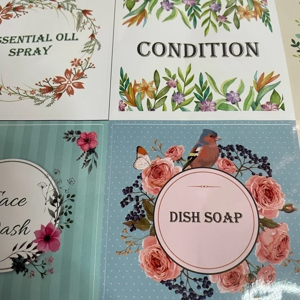 24 Pcs Waterproof Soap Labels Cleaning Labels for Glass/Plastic Bottles